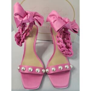 Gianni Bini | Pearl & Chain Satin Sandals - New (with orig box)- Size 8